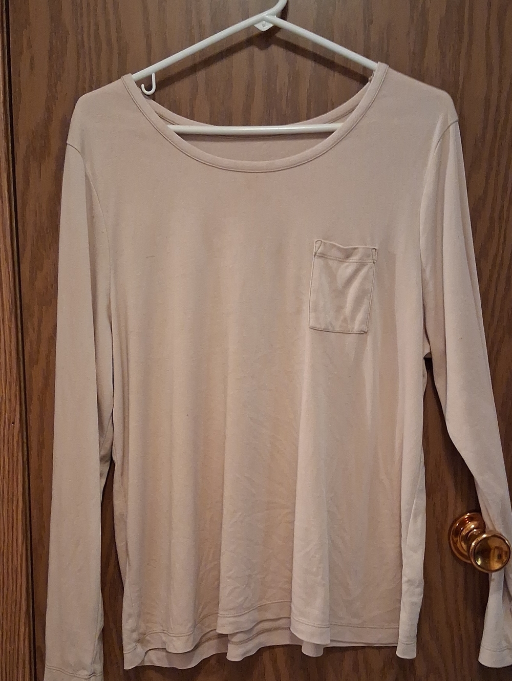 Light Cream Long-Sleeve Pocket Tee
